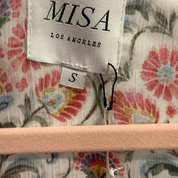 MISA Los Angeles Amata Pink Peasant Bohemian Cottage Dress NWT S $390 - Picture 2 of 7